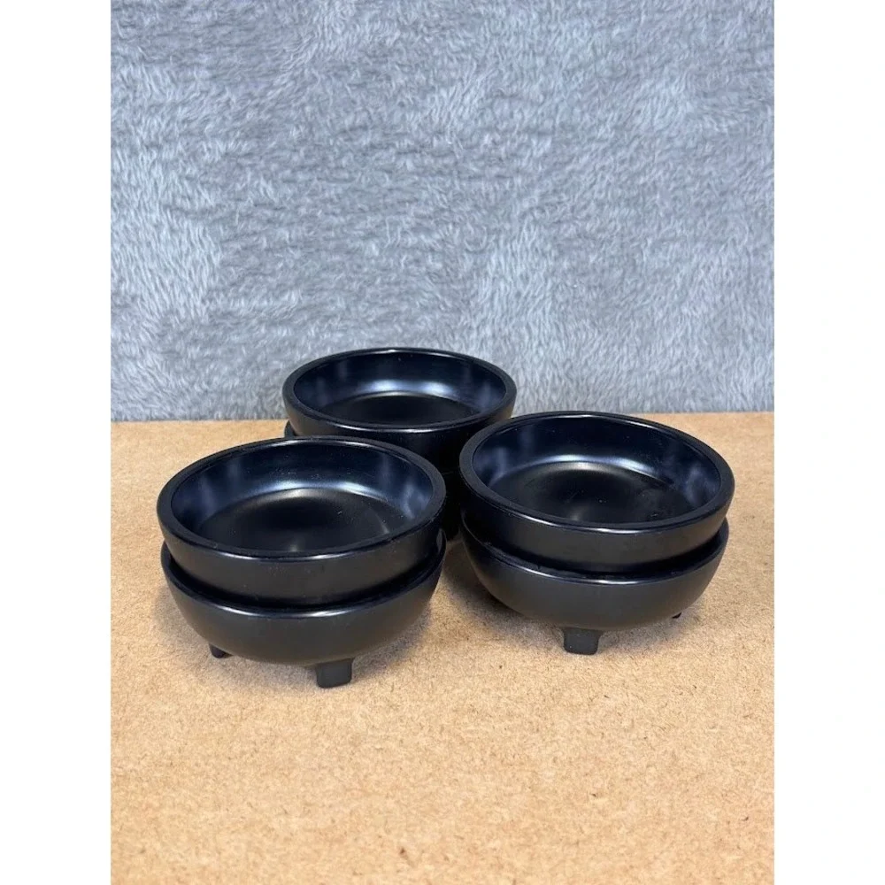 Black Melamine 3in Footed Ramekin Dipping Bowls Set of 6 Gessner Products 0354